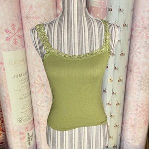 brandless size xs/s sage green hippie lace tank top earthy granola sunny